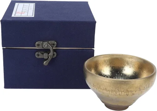 Vista 8 de Alvinlite Taza de cerámica, juego de té Jianzhan chino Tenmokus, taza de té de porcelana, cuenco de té hecho a mano con esmalte elegante, taza de té