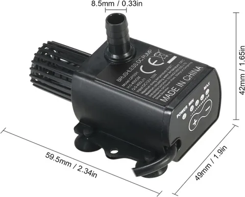 Vista 2 de Bomba de agua sumergible, CC 12 V 10 W 400L Lift QR50H Bomba sumergible para fuente pequeña para acuario tasa ajustable, bomba de fuente, fuente
