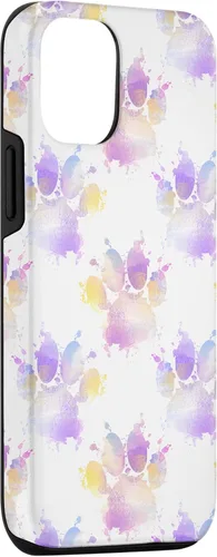 Vista 3 de iPhone 15 Watercolor Paint Splatter Dog Paw Print Case