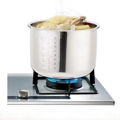 Vista 3 de Cabilock Olla de arroz de acero inoxidable de repuesto para olla interior de 4 litros, accesorio compatible con ollas eléctricas y a presión de 8.66