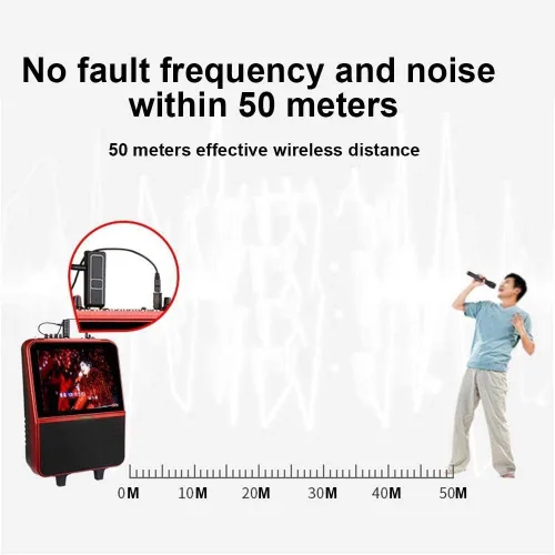 Vista 3 de Tangxi Micrófono VHF, altavoz universal de micrófono de karaoke de mano, más de 110 DB, sistema de micrófono inalámbrico para interiores