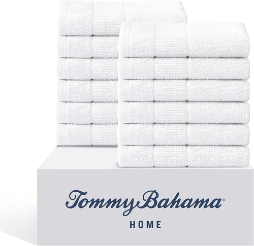Vista 21 de Tommy Bahama - Toallas de baño, 100% algodón suave y absorbente, resistentes a la decoloración y a la decoloración, toallas de baño de peso medio