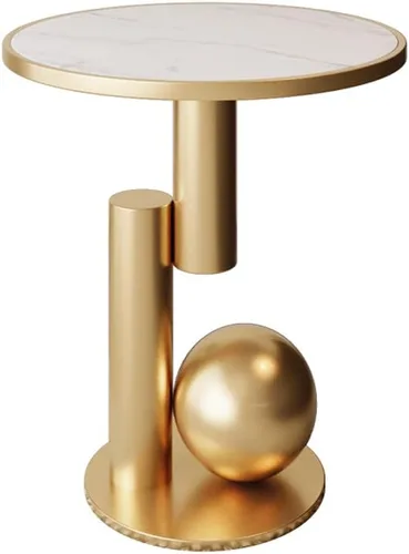 Vista 6 de Mesa auxiliar redonda moderna de mármol de 15.7 pulgadas, mesa auxiliar decorativa (negro)