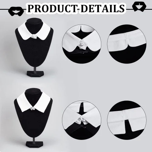 Vista 5 de CHGCRAFT 2 piezas de 2 estilos falsos cuello falso solapa desmontable blusa cuello poliéster babero cuello alto blusa desmontable collar gargantilla