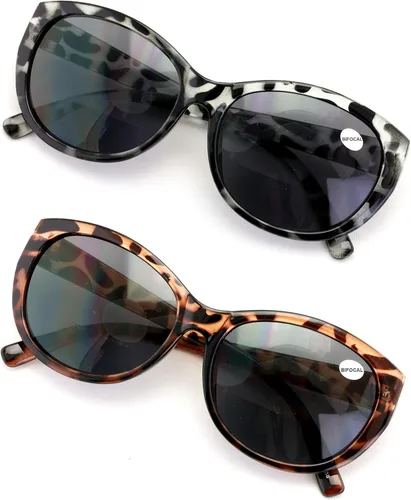 Vista 9 de 2 pares de lentes de sol de lectura bifocales para mujer Cateye Vintage Jackie Oval