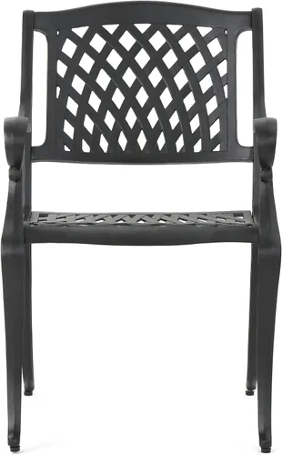 Vista 5 de Christopher Knight Home Hallandale - Sillas de aluminio fundido para exteriores, juego de 2 piezas, color negro mate antiguo