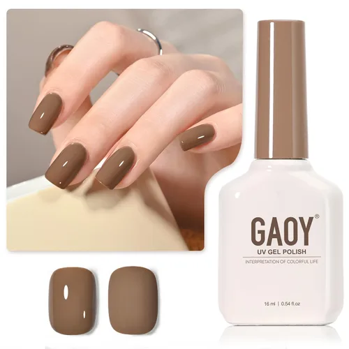 Vista 14 de GAOY - Esmalte de uñas de gel marrón, 16ml de esmalte de gel para quitar por remojo, curado con luz UV para arte de uñas, manicura DIY en casa, 2088