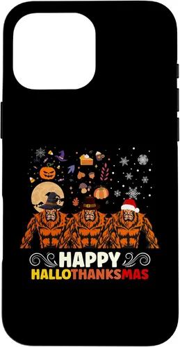 Vista 19 de iPhone 16 Halloween Thanksgiving Christmas Hallothanksmas Bigfoot Case