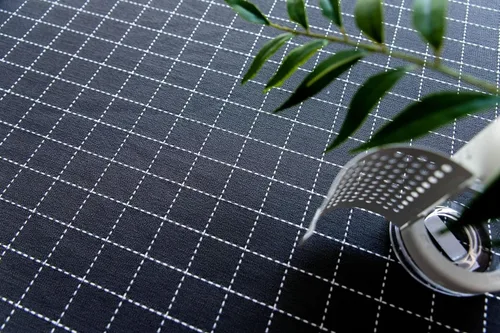 Vista 6 de Black Dining Table Cover, 35 x 35 inch, Square, Cotton Linen Embroidery Small Plaid Party Table Cloths