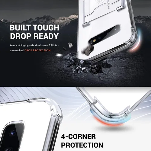 Vista 4 de Shields Up Funda para Samsung Galaxy S10, Galaxy S10, funda minimalista con tarjetero [3 tarjetas] y soporte de anillo, [protección contra caídas]