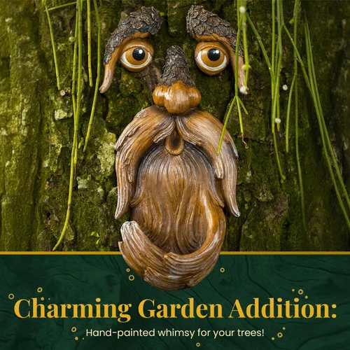 Vista 2 de Cara de árbol, caras de árbol al aire libre, arte de árbol, decoraciones de árbol al aire libre, caras de árbol, decoración de tocón de árbol, cara