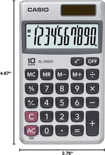 Vista 2 de Casio SL-310SV, Calculadora de función estándar con energía solar