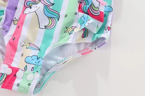 Vista 6 de Amberetech Traje de baño de una pieza para niñas con volantes, sin mangas, bikini para la playa