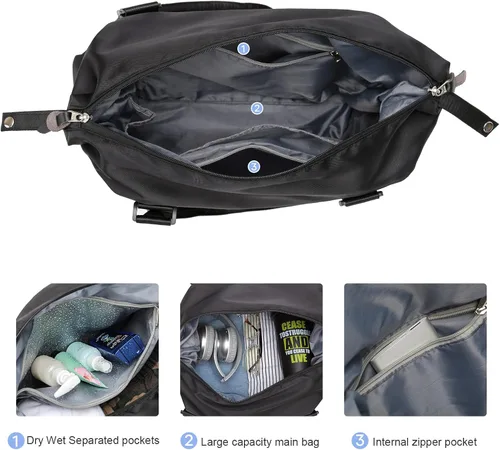 Vista 5 de Bolsa de viaje para gimnasio, bolsa de hombro para mujer, bolsa de hombro para fin de semana