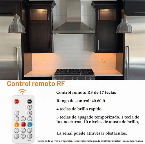 Vista 2 de WOBANE Luces LED de disco, kit de iluminación con cable para debajo del gabinete con control remoto, iluminación de mostrador regulable para cocina