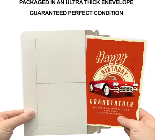 Vista 5 de Prime Greetings Tarjeta de cumpleaños para abuelo (abuelo), hecha en Estados Unidos, ecológica, tarjeta gruesa con sobre de alta calidad de 5 x 7.75