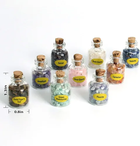 Vista 4 de Juego de cristales y piedras curativas, cristales curativos, cuarzo rosa, cristal de amatista, cristales de cuarzo transparente, ojo de tigre