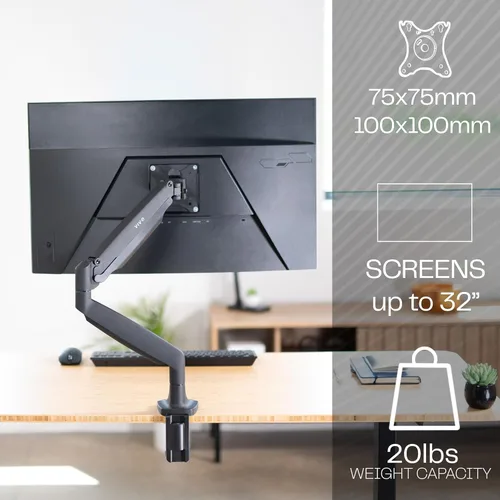 Vista 8 de VIVO Soporte de escritorio de aluminio premium ajustable en altura con brazo articulado para monitor único con resorte de gas, se adapta a pantallas