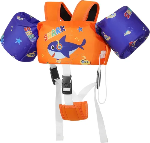 Vista 19 de Moko Banda de natación para niños de 20-30-50 libras, bonito chaleco de natación de dibujos animados para niños pequeños, flotadores de piscina