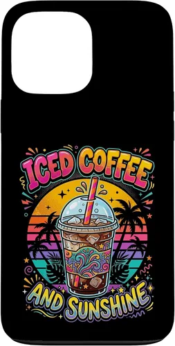 Vista 24 de Iced Coffee Sunshine Palm Trees Retro Summer Drink Case for iPhone 17