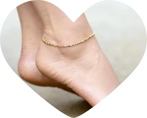 Vista 2 de LIFETIME JEWELRY Tobillera de 0.059in trenzado Nugget para mujer pulsera chapada en oro de 24 quilates