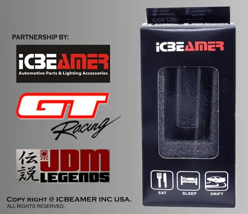 Vista 6 de ICBEAMER Drifting JDM Styles - Perilla de palanca de cambios manual de aluminio con fibra de carbono real (5 y 6 velocidades)