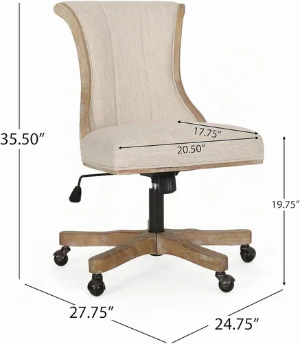 Vista 4 de Christopher Knight Home Coulee - Silla de oficina, beige y natural Beige + Natural