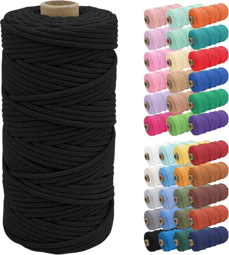 Vista 33 de JeogYong Cuerda de macramé de 0.157 in x 109 yardas, cuerda trenzada de algodón natural, cuerda de macramé para bolsas de ganchillo, colgar