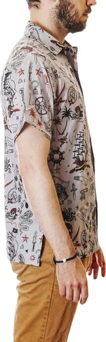 Vista 6 de Funny Guy Mugs Mens Hawaiian Print Button Down Short Sleeve Shirt