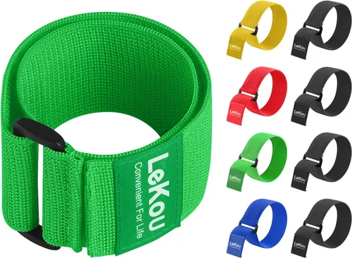 Vista 7 de Correas elásticas de cincha negras de 2 x 18 pulgadas (paquete de 8), correas elásticas de almacenamiento de gancho y bucle correa de velcro