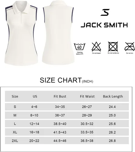 Vista 4 de JACK SMITH Polo de golf sin mangas para mujer con cuello con cremallera para mujer, secado rápido