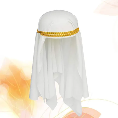 Vista 3 de Sombrero árabe para adulto, sombrero de príncipe árabe del desierto, sombrero de Oriente Medio, sombrero envolvente de Halloween, cosplay, tocado