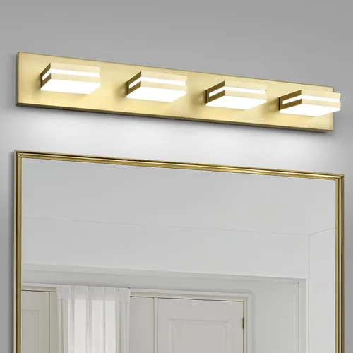 Vista 20 de OKELI Lámpara LED de tocador de baño de 3 luces, accesorios de iluminación de pared de baño modernos dorados sobre espejo (3CCT, 3000K-6000K)