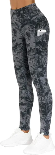 Vista 2 de The Gym People - Pantalones deportivos gruesos de tiro alto, con bolsillos y control de abdomen, leggings para entrenar, correr, hacer yoga