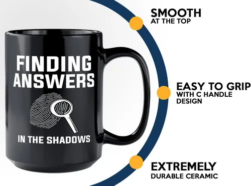 Vista 5 de Taza de café detective de 15 onzas, color negro, encontrando respuestas en - oficial de policía policía patrulla detective sheriff aplicación