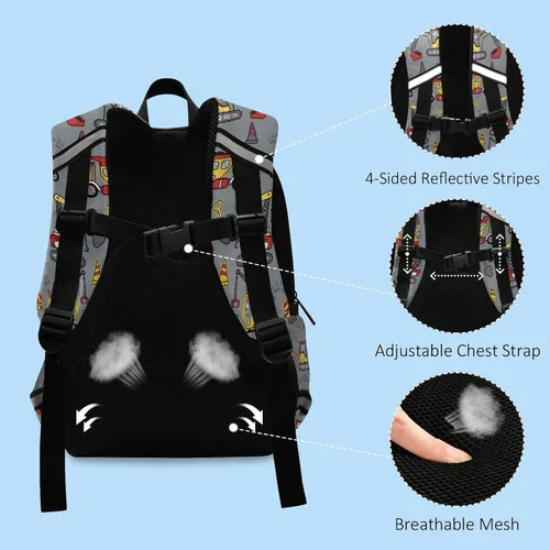 Vista 3 de Linda mochila para excavadora de coche, mochila escolar para niños, mochila de viaje para niños, mini mochilas pequeñas para jardín de infantes