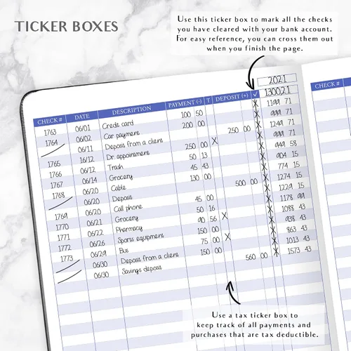 Vista 4 de Legend Planner Libro de registro de cheques - Libro contable para pequeñas empresas y uso personal - Registro de chequera para rastrear