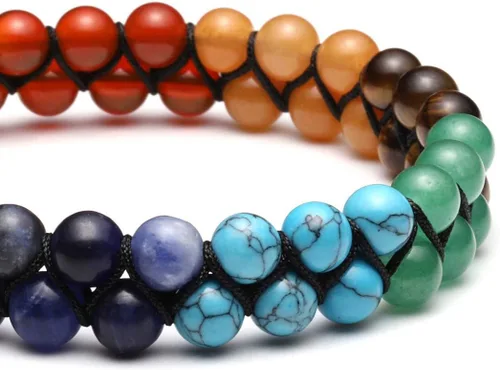 Vista 6 de Jovivi Pulseras de cuentas de chakras para mujeres y hombres 0.236 pulgadas (0.236 in) natural 7 chakras curación árbol de cristal pulsera elástica