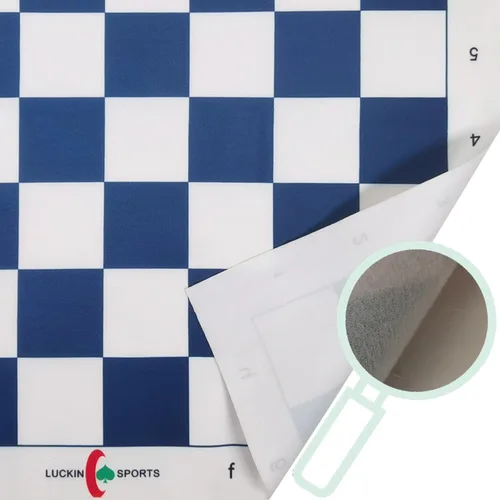Vista 5 de Tablero de ajedrez profesional estándar, 20 x 20 pulgadas de tamaño con cuadrados de 2.25 pulgadas. Tela de fieltro 100% duradera. Impermeable y Azul