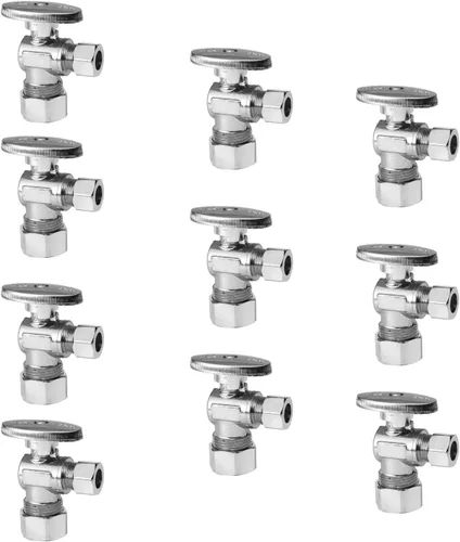 Vista 6 de EFIELD Válvula de parada angular de 1/2" nominal (5/8" OD) Compresión x 3/8" OD, 1/4-Turn, Certificado UPC, (VALVE116)
