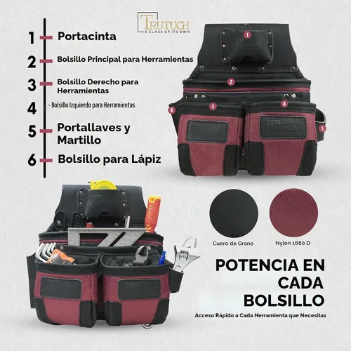 Vista 3 de Cinturón de herramientas de nailon y cuero Bolsas de herramientas para enmarcar Bolsa de herramientas de nailon Cinturones de herramientas