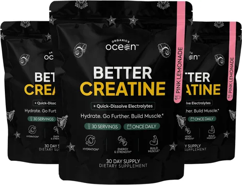 Vista 8 de Organics Ocean Better Creatina Monohidrato en polvo, 30 porciones 0.18 oz de creatina micronizada, 0.07 oz de electrolitos Great Salt Lake, apoyo
