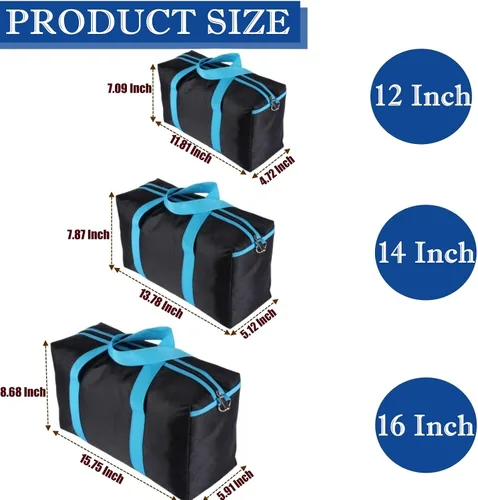 Vista 2 de BLIRITEL Bolsa de herramientas de boca ancha, bolsa de herramientas resistente para hombres, bolsa de herramientas de alta capacidad