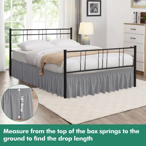 Vista 81 de Biscaynebay Faldas de cama envolventes con esquinas divididas para camas Twin/Twin XL de 15 pulgadas de caída, volantes de polvo elásticos Negro