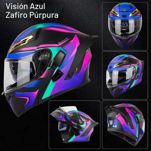 Vista 4 de Casco modular Bluetooth para motocicleta, certificado DOT, abatible, de cara completa, antivaho, doble máscara, casco de motocicleta de calle