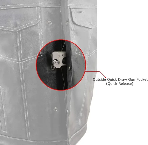 Vista 5 de Milwaukee Leather Men's Club Style Motorcycle Vest -Premium Leather, Dual Closure, CCW Pockets, Patch-Ready Back