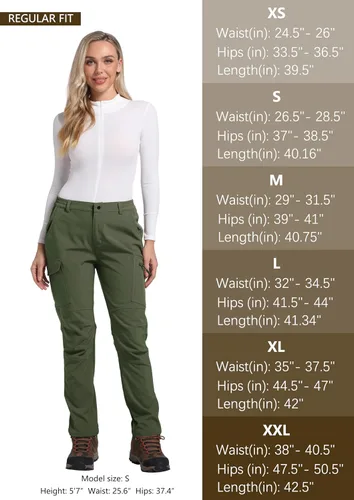 Vista 6 de LINLANG EN Pantalones de senderismo impermeables con forro polar para mujer, aislados, softshell, cálidos, para invierno y esquí