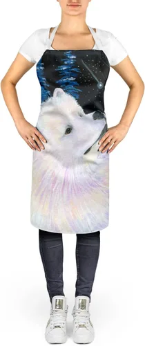 Vista 2 de Caroline's Treasures SS8376APRON - Delantal samoyedo de noche estrellada para cocinar, hornear, manualidades, jardinería para adultos, mujeres