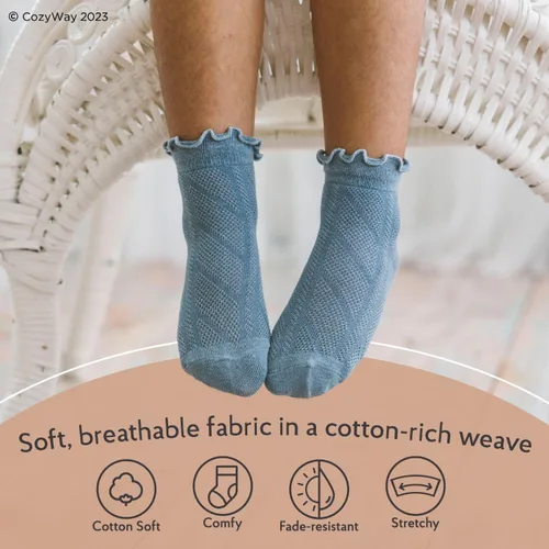 Vista 4 de CozyWay Baby Anti Slip Crew Socks 6 Pairs with Grips for Toddlers Little Boys Girls Infants Kids Non Skid