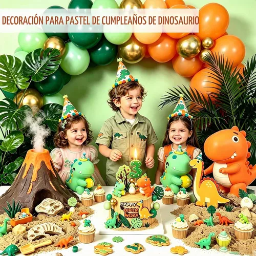 Vista 4 de Decoración para pastel de dinosaurio de 3er cumpleaños con vela de Dinosaurio 3er cumpleaños